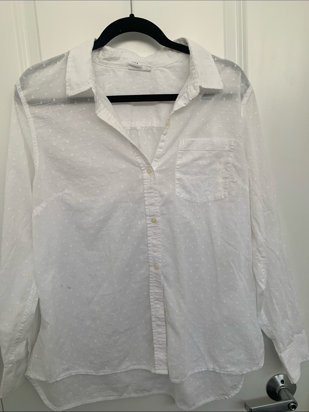 GAP White Swiss Dot Button-Down Shirt